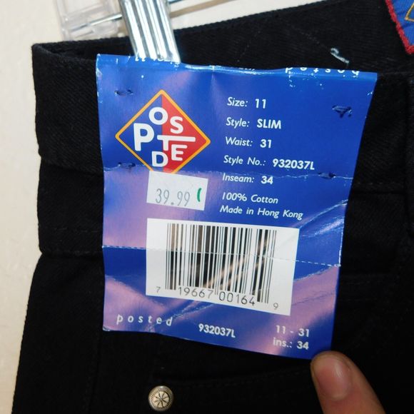 Women's Vintage 90s Posted Jeans Slim Size 11 31x34 Black 932037L NWT Tags New - Picture 3 of 13